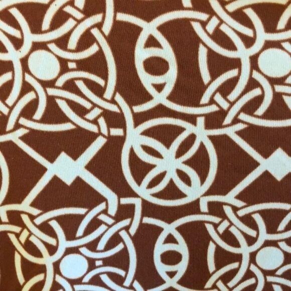 Barbara Gerwit XS Brown Turquoise Geometric 3/4 Sleeve Collared Stretch Dress - Picture 5 of 7